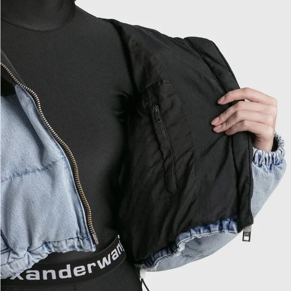 Alexander Wang Denim Cropped Puffer - Picture 8 of 16